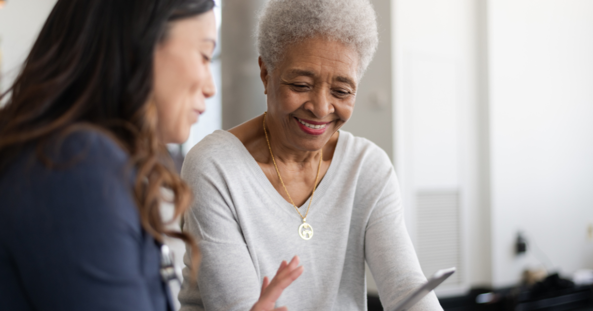 Girl talking to Elderly