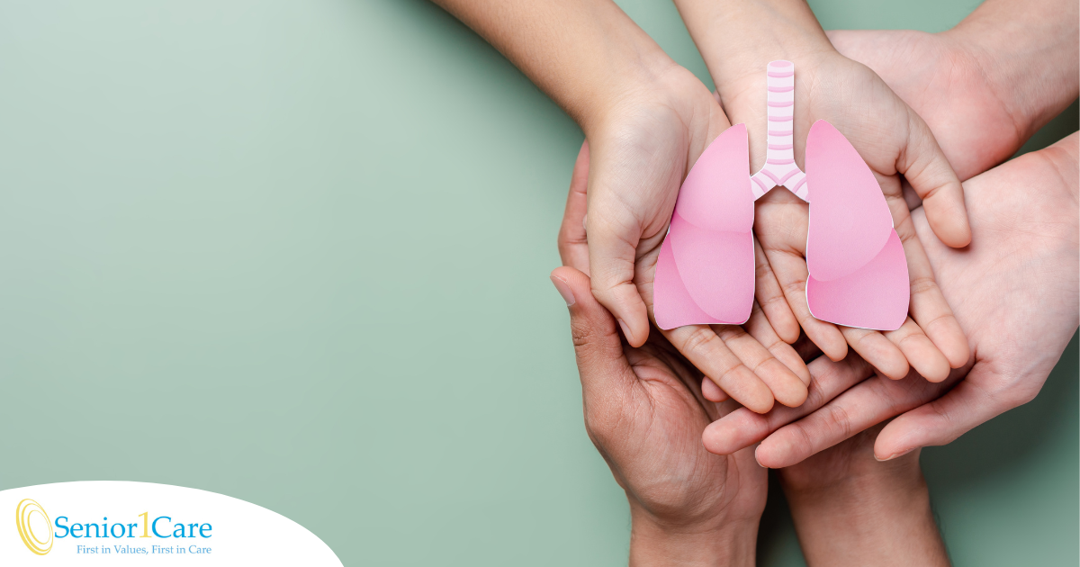 Hands holding paper lungs represent COPD.