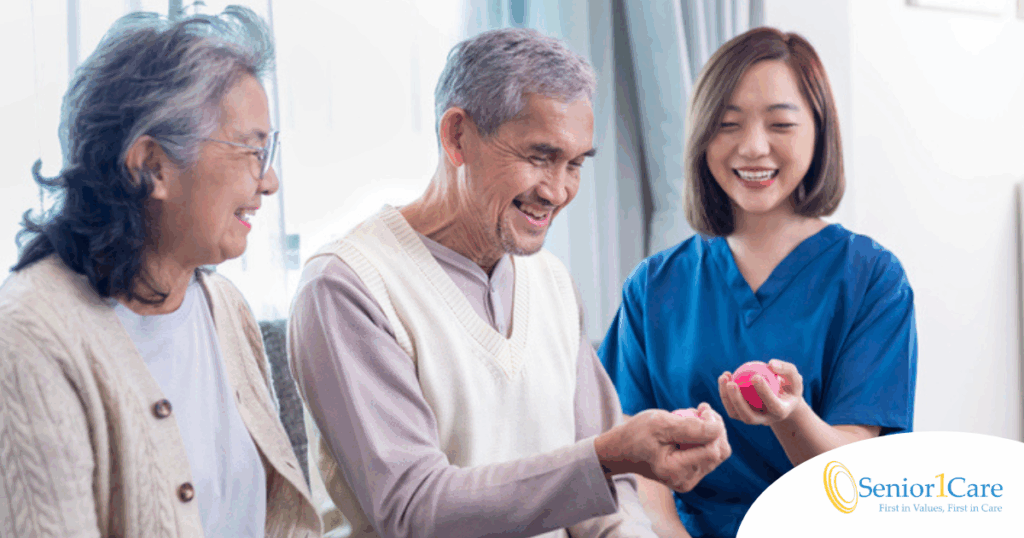 A caregiver provides home care services to manage arthritis.