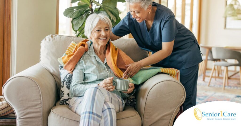 An aide provides home health care support for chronic conditions