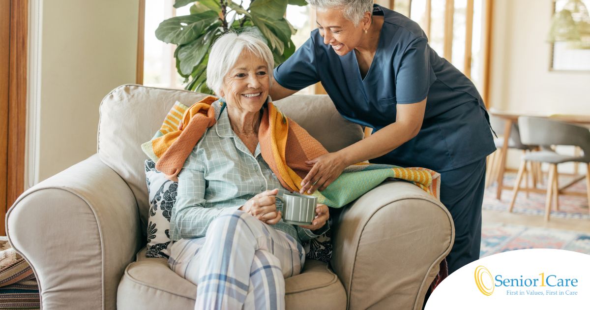 An aide provides home health care support for chronic conditions